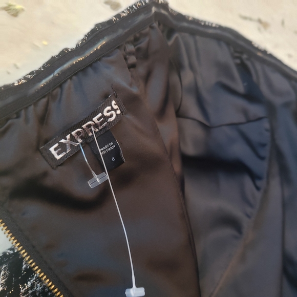 NEW Express 6 Snakeskin Black Gold Mini Dress - Picture 9 of 10